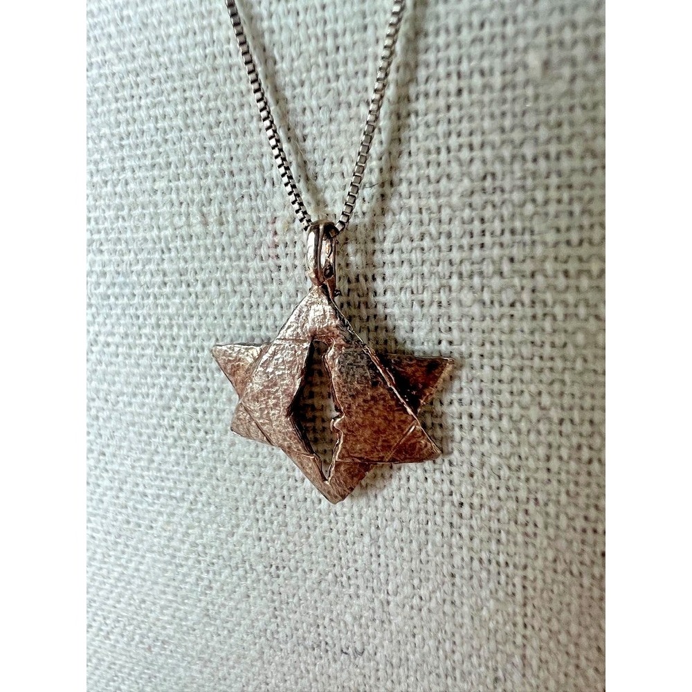 Israel Star Pendant Necklace 925 Sterling Silver Italy 16" Box Chain Minimalist